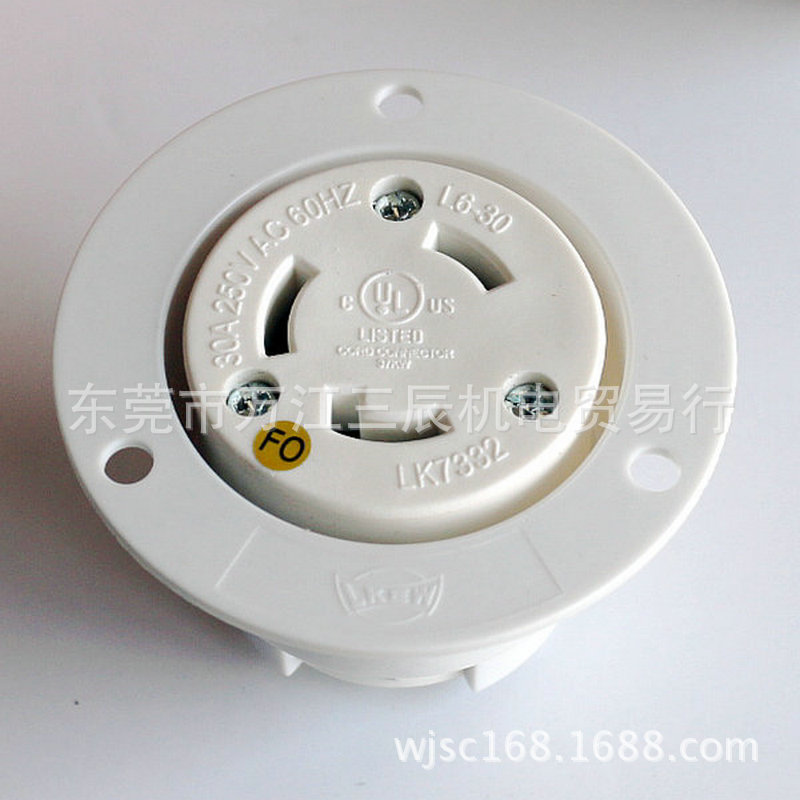 台湾隆光NEMAL6-15R 美规引嵌入型插座LK-7312FO连接器UL 15A250V