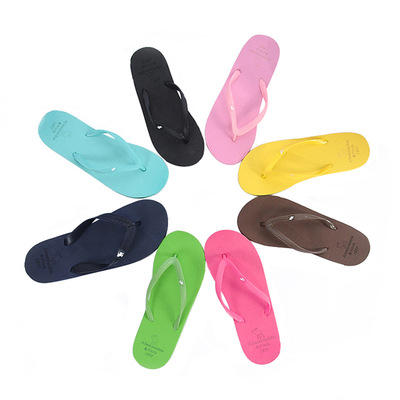 2019 summer leisure time lovers slipper candy Color Fawn Flat bottom flip flops Beach shoes take a shower sandals