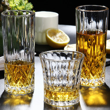 六只装无铅加厚家用玻璃水杯子威士忌杯钻石啤酒杯套装烈酒洋酒杯
