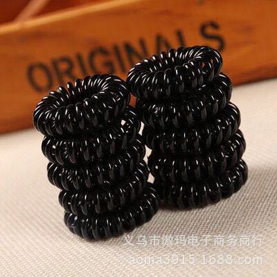 包邮简约发圈电话线发绳皮筋糖果色发饰扎头发不伤发盘发头绳|ru