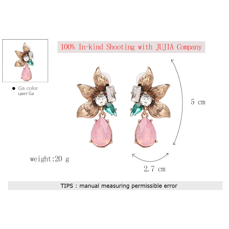 Nihaojewelry Wholesale Jewelry New Alloy Colorful Diamond Flower-shaped Earrings display picture 1