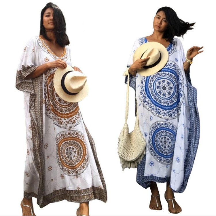 European And American Circle Print Beach Skirt Loose Robe Holiday Skirt Bikini Outer Cover