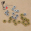 Retro golden silver beads, with snowflakes, 6mm