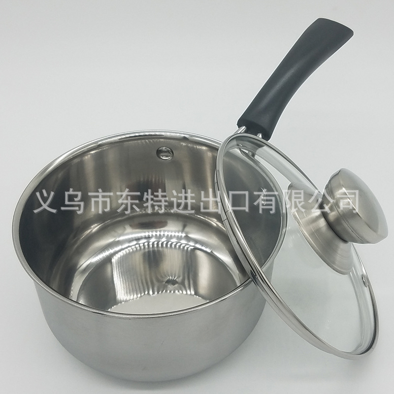 Factory direct sales of stainless steel milk pot single-handle milk pot three-piece set 16/18/20 household noodle pot gift set pot detail image 8