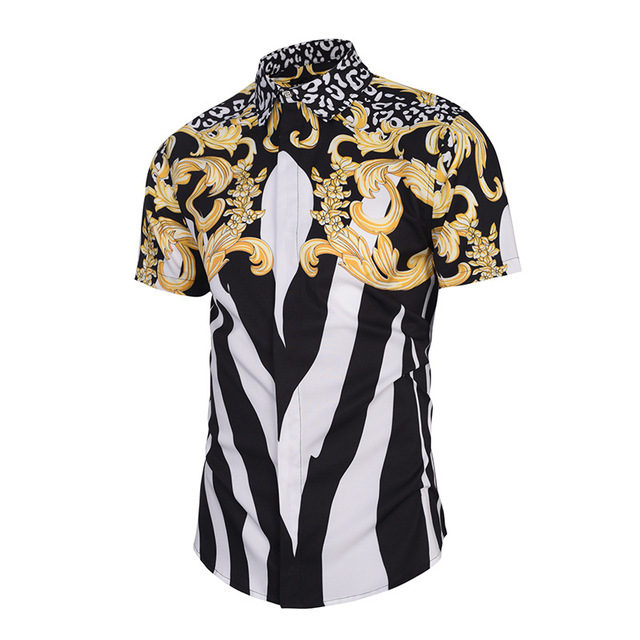 Summer New Turn-over Collar Retro-vintage Pattern 3D Printed Shirt