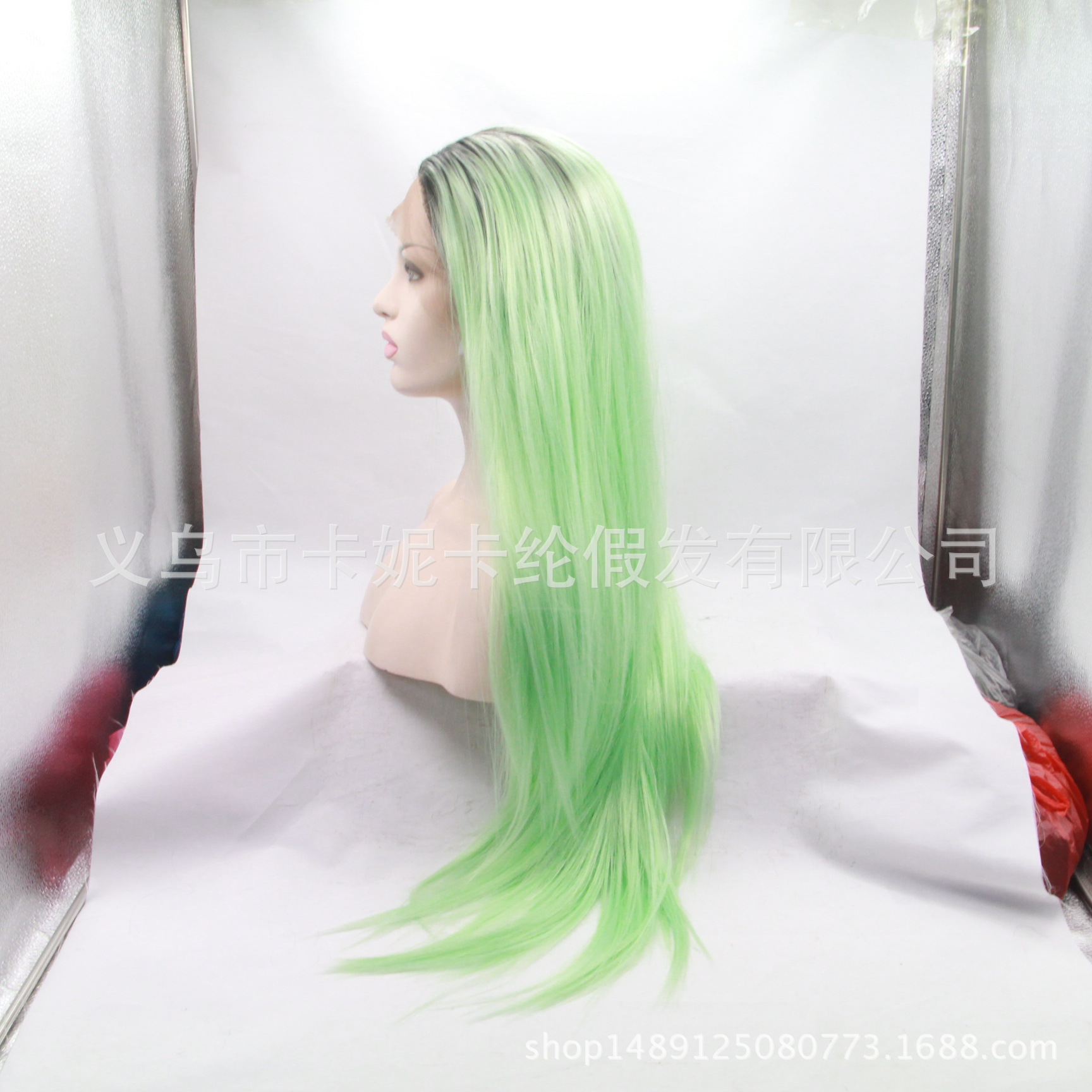 NEWLOOK Hot sale verde negro rizado peluca peluca de encaje peluca de enseñanza peluca