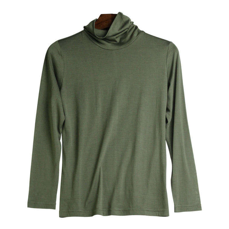 100 Silk Knit Turtleneck Long Sleeve T Shirt Soft Lightweight Solid Color Autumn Winter Womens Essential Top