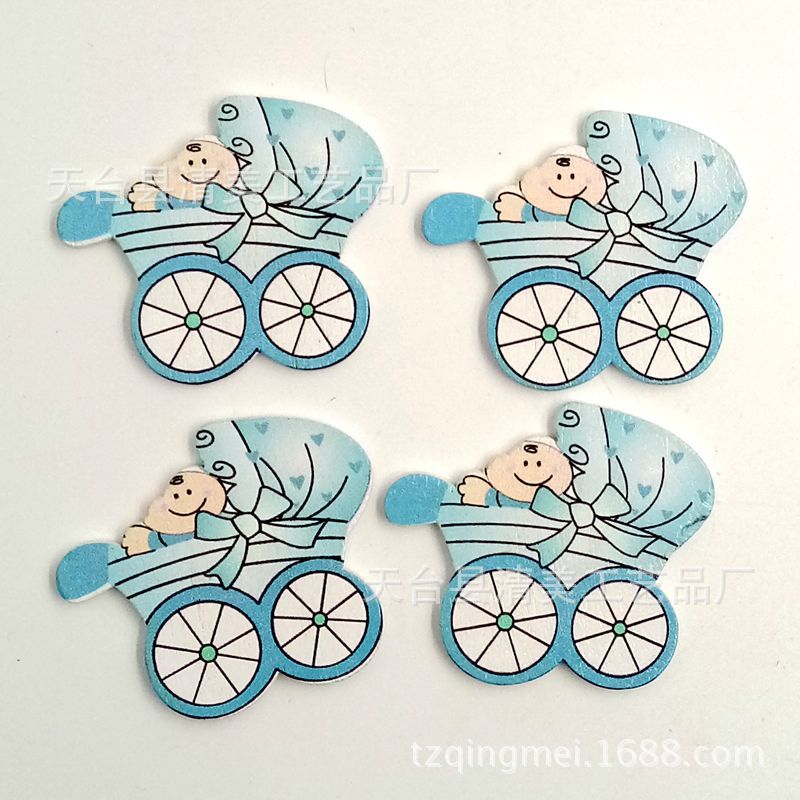 Baby Series Cochecito de madera con botones hermosos adornos hechos a mano 10 piezas en un paquete