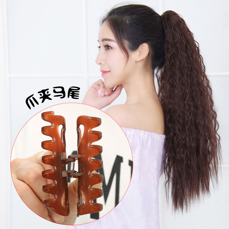 Wig Ponytail Realistic Clamping Corn Whiskers Fluffy Fake Ponytail Women's Claw Clip Wig Corn Whiskers Hot Ponytail