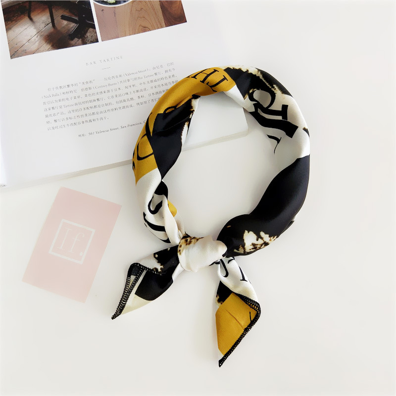 Women's Simple Style Stripe Polka Dots Chains Print Satin Silk Scarf display picture 12