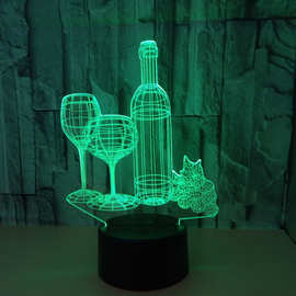 跨境电商货源七彩3d台灯 酒瓶3D小夜灯 触摸遥控居家礼品3D小夜灯