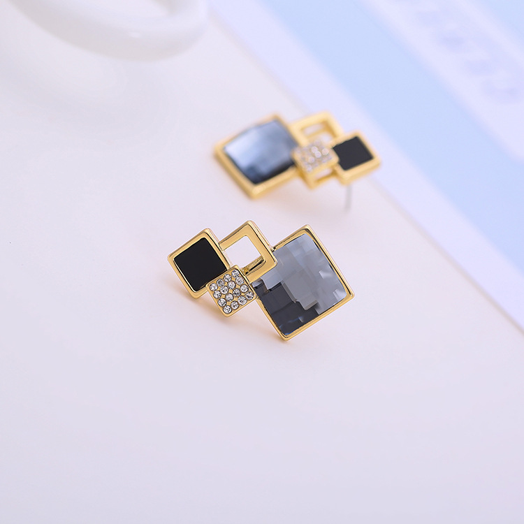 Geometrische Kristall Ohrstecker Für Damen Modeschmuck_voghion.com