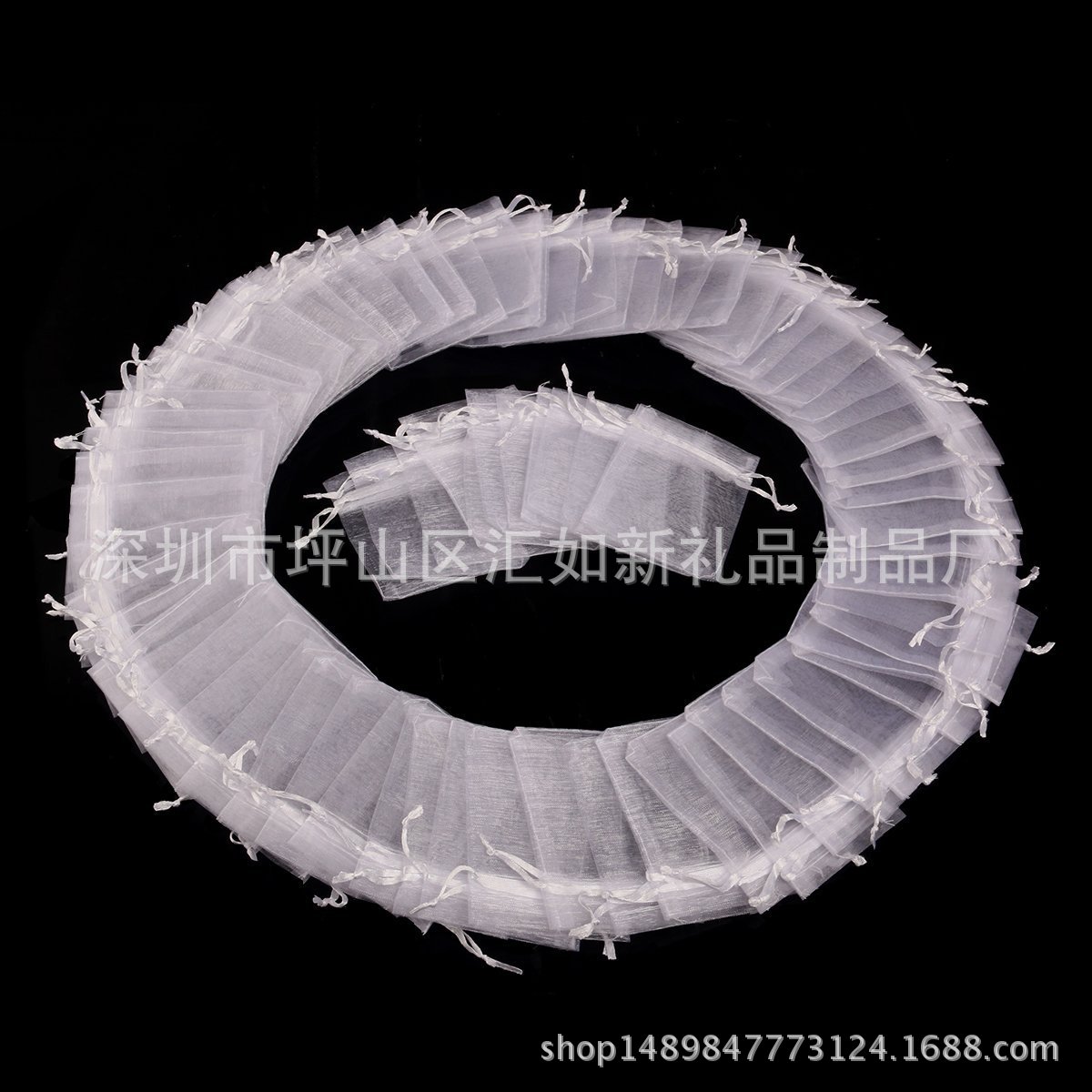 8*10圣诞欧根纱袋 /礼品纱袋 /纱布袋 透明纱袋 束口珍珠纱袋