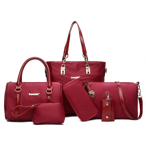  New Women's Bags Fashionable Nylon Cloth Mother Bag Six-piece Set Hand-held Shoulder Crossbody Women's Bag Wholesale