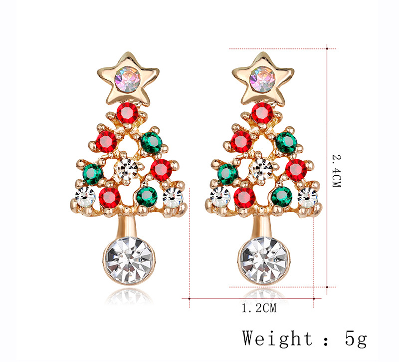 Damen-ohrringe 1 Paar Weihnachtsbaum-legierung, Strass display picture 4