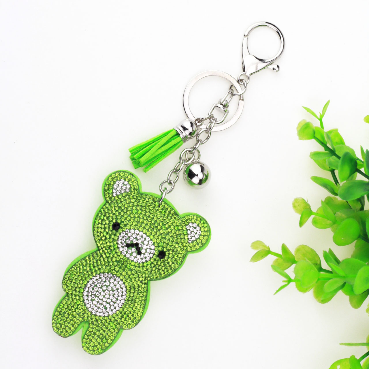 35g Weight Keychain Classification 1 Piece Quantity Daily Occasion Flannel Material Bag, Bear Pattern Women's Gender Diamond Design Cute, Korean Style Style 1 Piece Bag Bear Keychain Flannel Women's Cute Korean Style Keychain 6