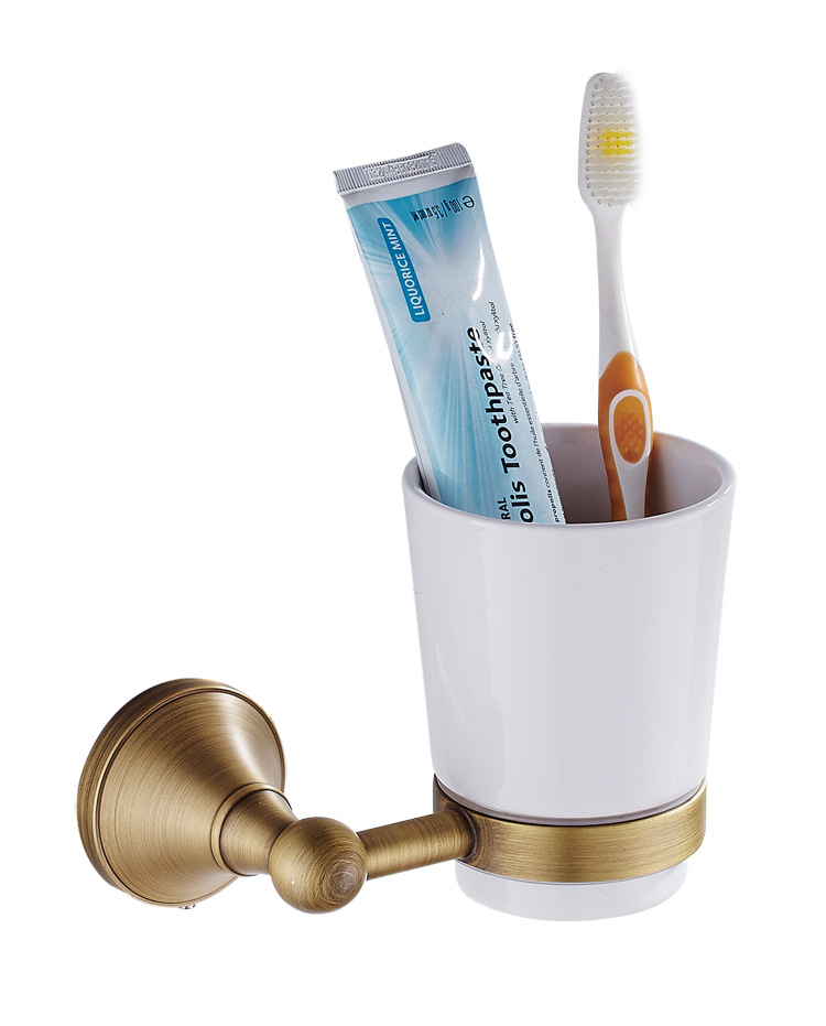 仿古单杯陶瓷杯漱口杯架子复古牙刷杯架 (1) (1