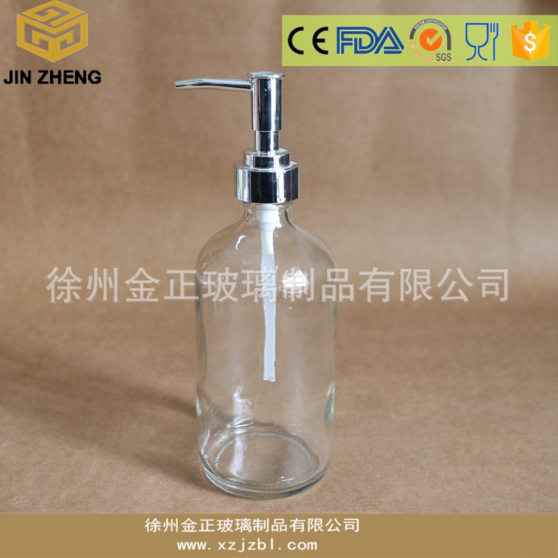 现货批发 定制 500ml 泵头玻璃瓶 洗手液瓶 泵头塑料/不锈钢可选