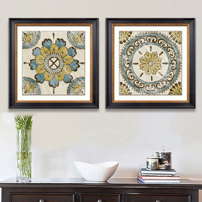 美式乡村客厅沙发背景墙四联装饰画田园壁画餐厅挂画卧室床头挂画|ms