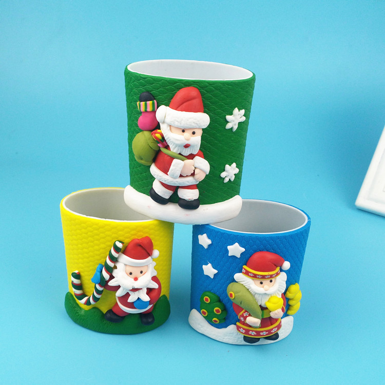 韩国文具可爱卡通动物笔筒时尚创意多功能软陶笔筒笔桶圣诞礼物|ru