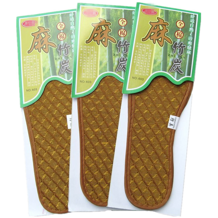 厂家批发男女四季通用亚麻竹炭鞋垫 薄款除臭透气吸汗防臭鞋底