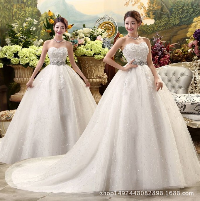 Pregnant Woman Wedding Dress Bride 2025 New Strap Korean Style High Waist Large Size Long Tail Wedding Dress Tail Slim Fit