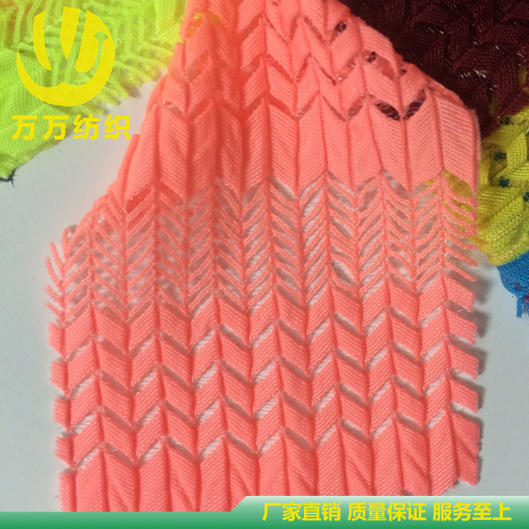 锦氨纶弹力麦穗网眼布 人字花夏季裙装面料现货供应
