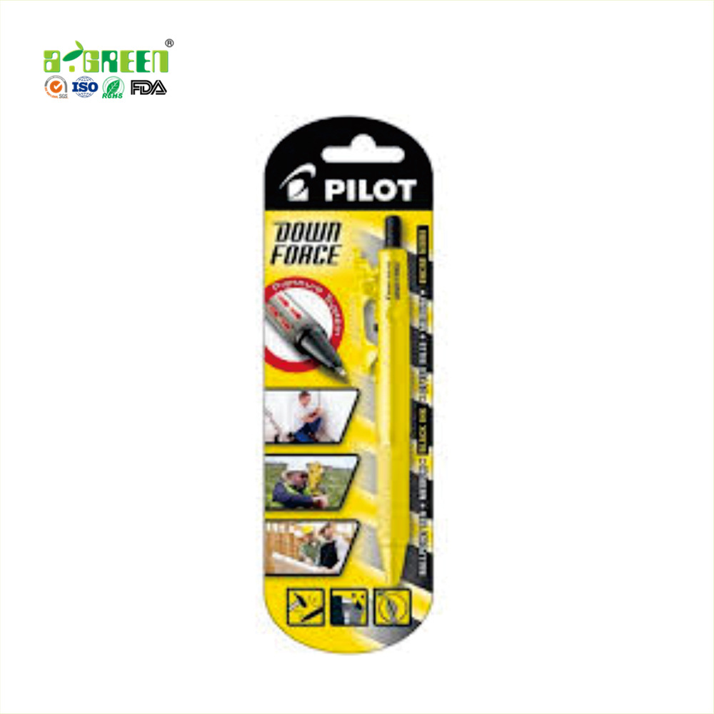 PVC圆珠笔吸塑包装热封三折边结构可配合生产纸卡有人力组装