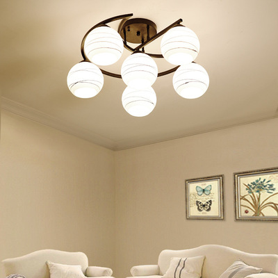 American country a living room Iron art Ceiling lamp led Commodity house bedroom Restaurant Study Glass atmosphere lamps and lanterns wholesale