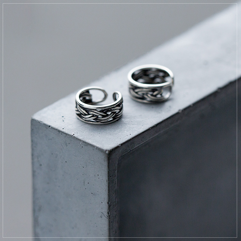 S925 clip de orejas de plata para mujeres retro tailandés plata torcida sin agujeros de orejas clip de orejas de estilo nacional perno de orejas joyas de orejas para mujeres E7270