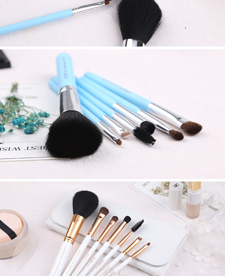 Zhuoerya Vier Farben Neue 7 Make-up Pinsel Set Pinsel Rouge Pinsel Grundierung Pinsel Mit Make-up Pinsel Tasche Make-up Pinsel Set display picture 5