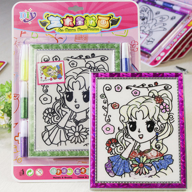 18*22艺术金粉画 水粉画 涂鸦画 沙画 水彩画 儿童彩绘画