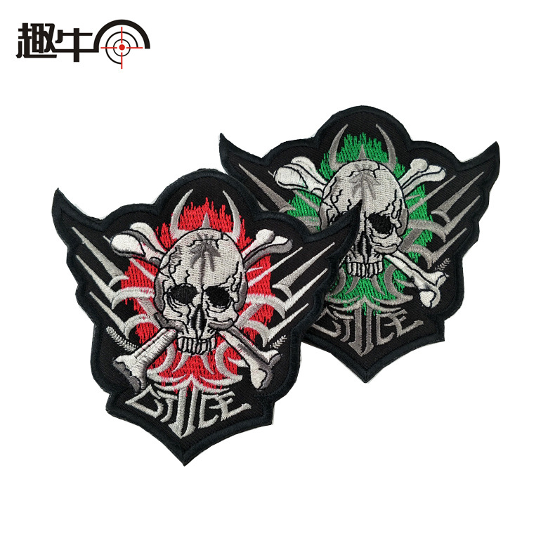 死神终结者骷髅头战术士气徽章刺绣魔术贴户外包配布贴臂章带勾子