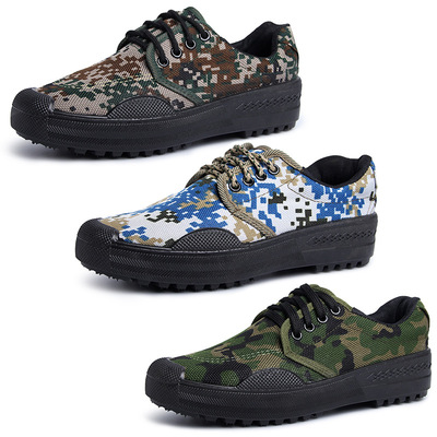 军训男鞋低帮迷彩帆布鞋高中大学生军训鞋男工地农田鞋厂家批发