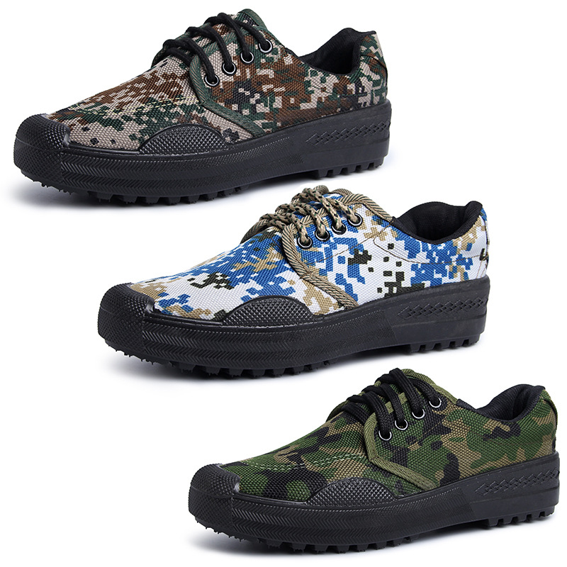 军训男鞋低帮迷彩帆布鞋高中大学生军训鞋男工地农田鞋厂家批发