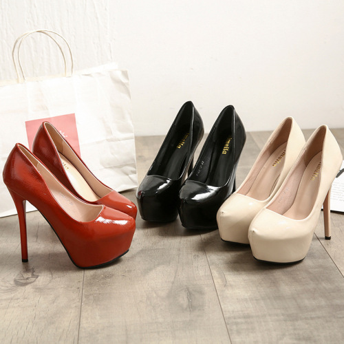 Korean-style fashionable business trendy European and American nightclub ultra-high heel platform shallow mouth women's single shoes high heels 8126-17