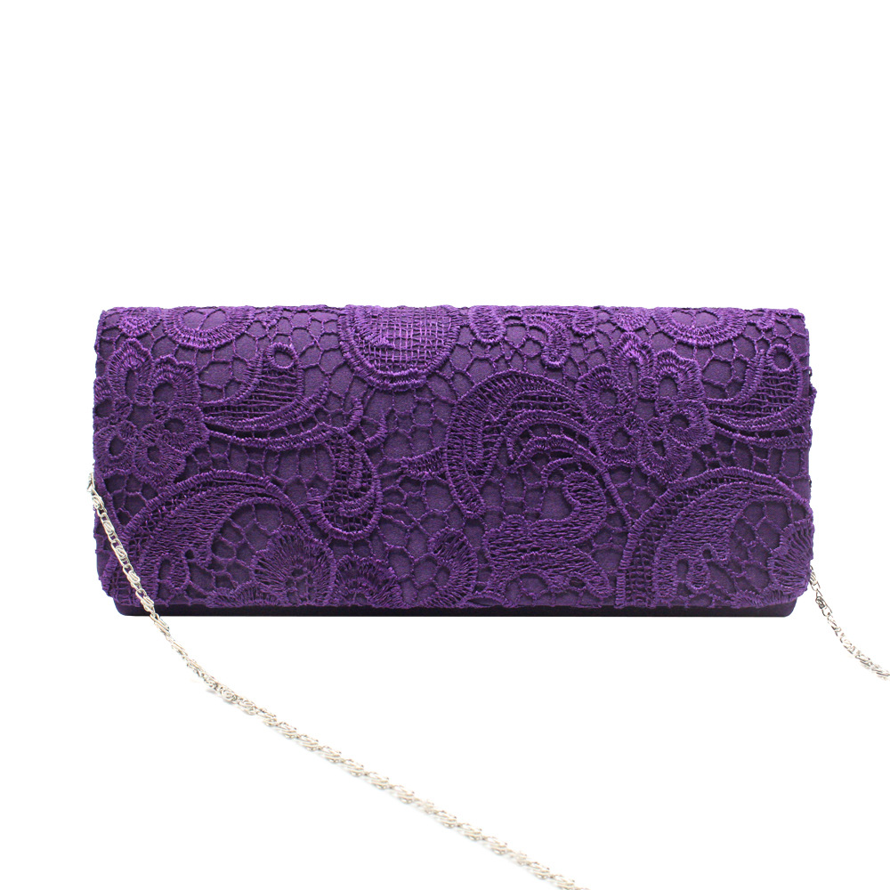 Women's Medium All Seasons Silk Surface Solid Color Fashion Lace Square Magnetic Buckle Evening Bag display picture 1