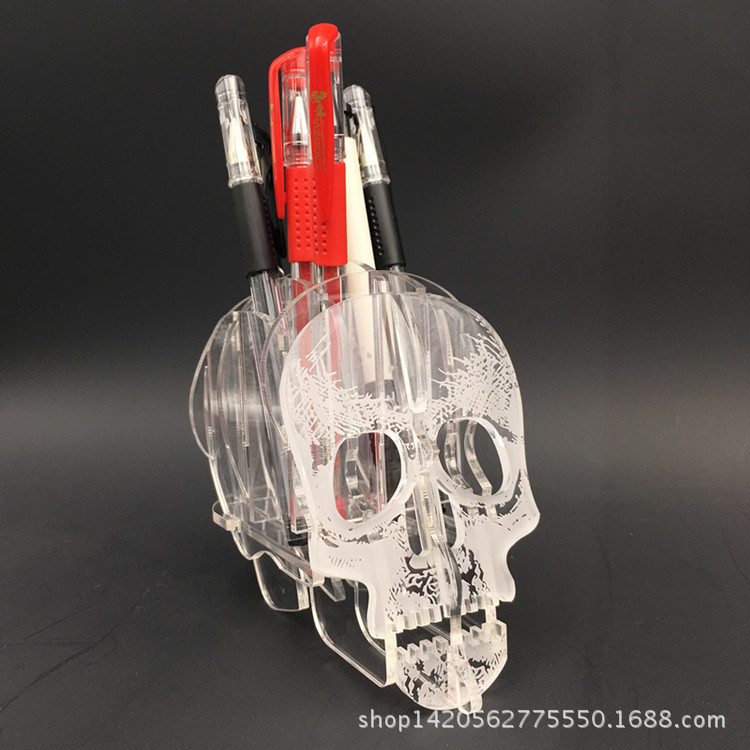 On behalf of personality diy Skull pen container manual Assemble to work in an office desktop storage box originality gift Collection