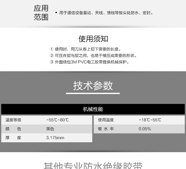 3M 2166防水胶泥-63.5mm*0.6m