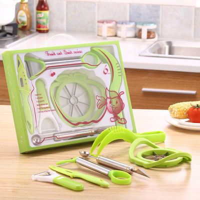 Creative home kitchen kit multi-function Fruit knife suit Stainless steel Plastic Apple Peeler