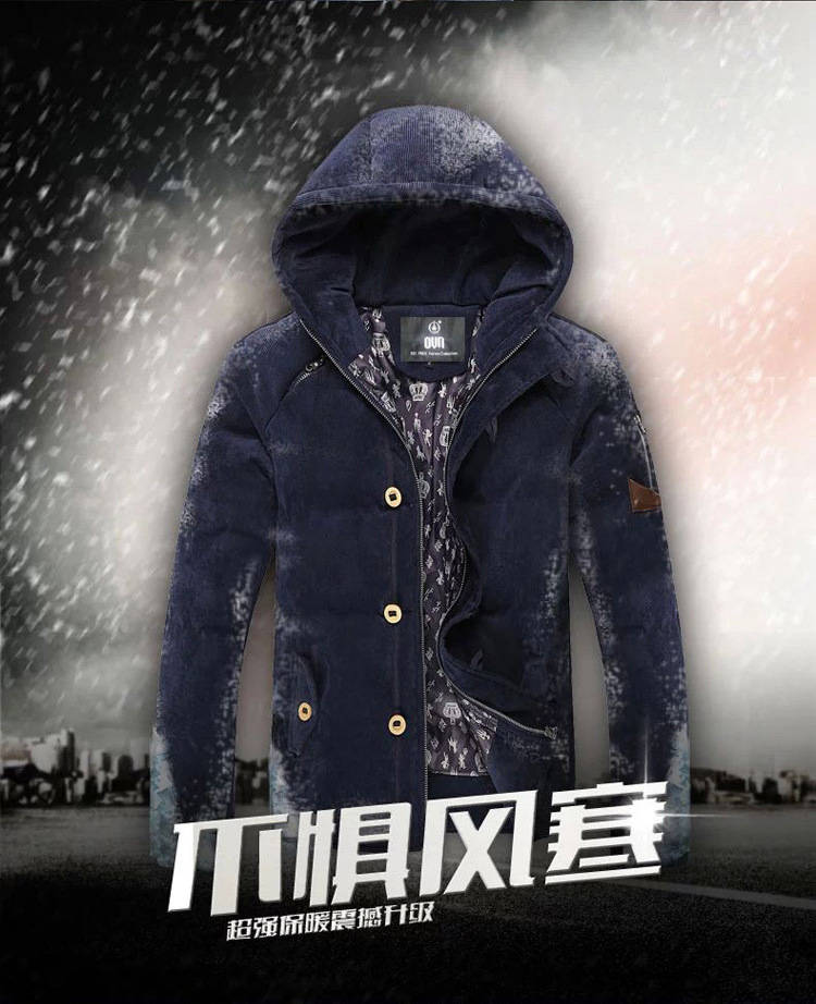 特喜鹿冬季加厚羽绒服连帽男装大码棉衣夹克M007图片