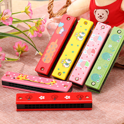 婴儿木制双排16孔口风琴益智音乐口琴卡通启蒙儿童乐器厂家直销|ru