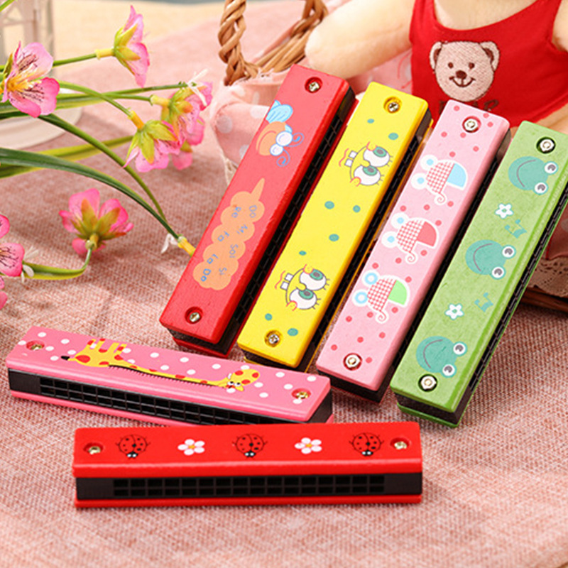 婴儿木制双排16孔口风琴益智音乐口琴卡通启蒙儿童乐器厂家直销|ru