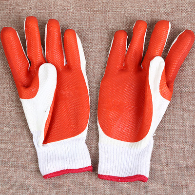 批发半浸胶工地挂胶绿胶片手套 防割防滑耐磨防刺劳保手套|ru