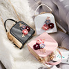 Universal fashionable chain, handheld one-shoulder bag, shoulder bag, 2020, Korean style, with embroidery, flowered