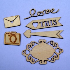 DIY Handmade Accessories Wooden Camera Envelope Arrow Love Whiskey Bottle Wood Chips Creative Teaching Decorative Supplies 