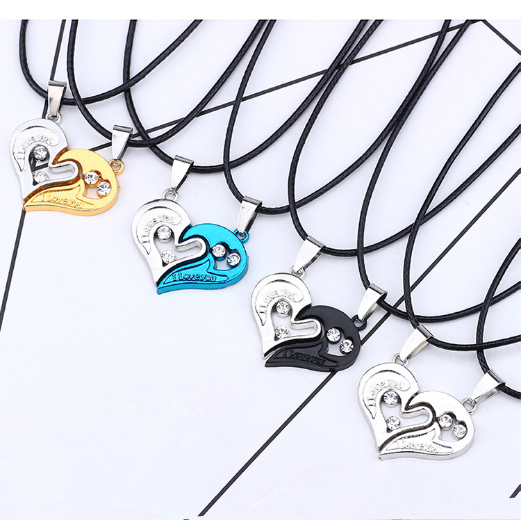 Streetwear Heart Shape Stainless Steel Plating Valentine's Day Couple Pendant Necklace display picture 5
