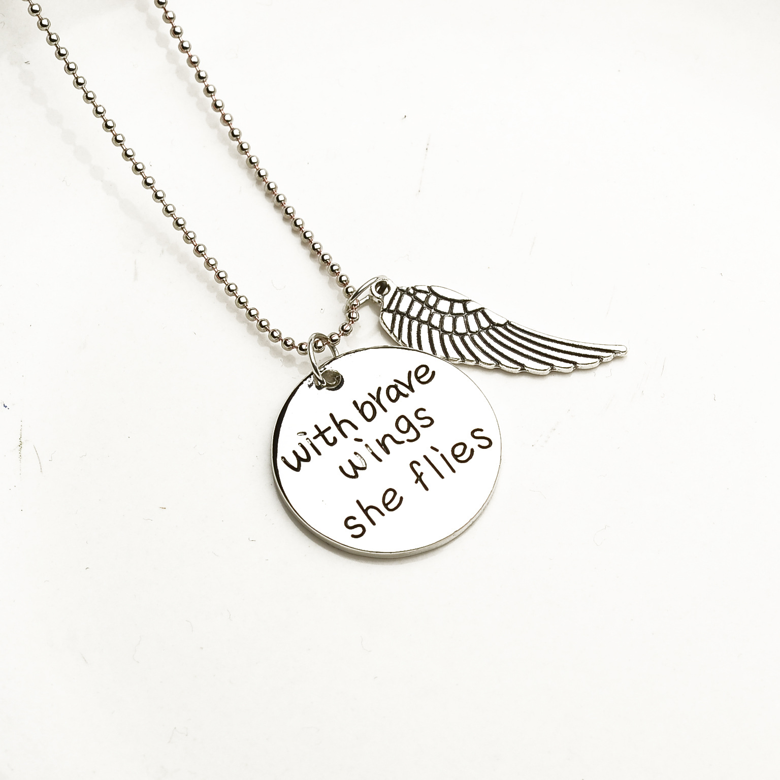 Explosion Necklace Sweater Chain New Fashion English Lettering Wings Pendant Necklace Accessories Wholesale Nihaojewelry display picture 2
