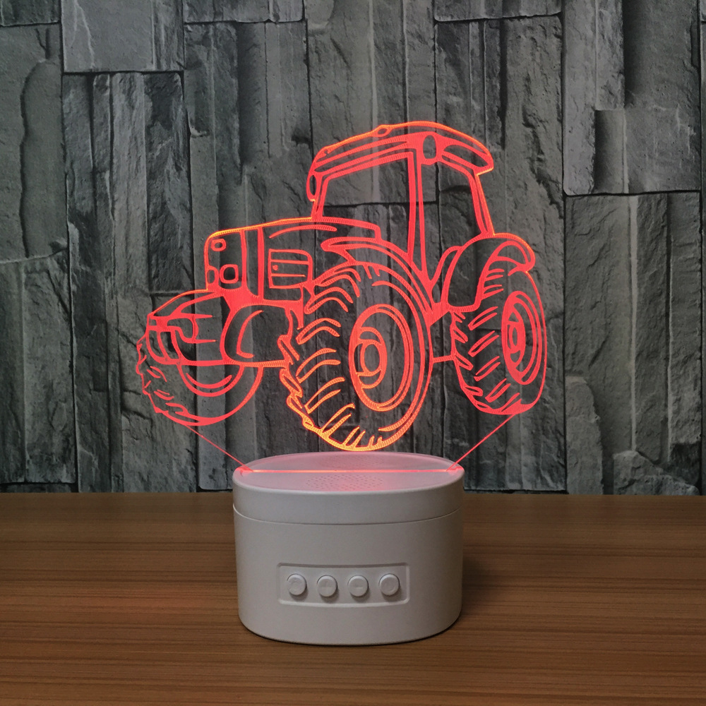 led灯3D小夜灯创意礼品插卡无线蓝牙音箱灯拖拉机