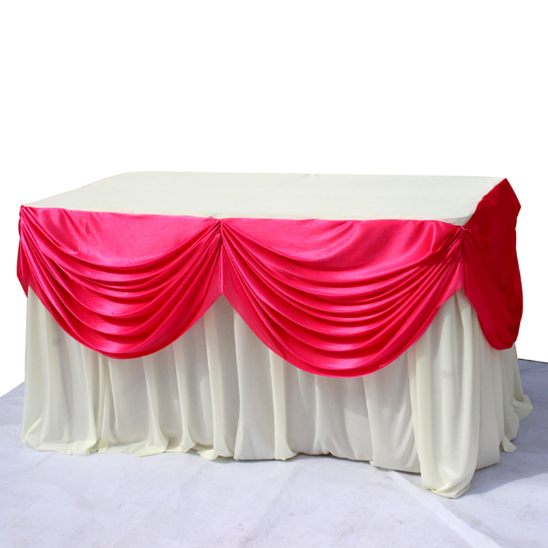 亚马逊跨境婚庆签到台桌裙桌幔背景桌布帷幔迎宾区桌围婚礼定做|ms